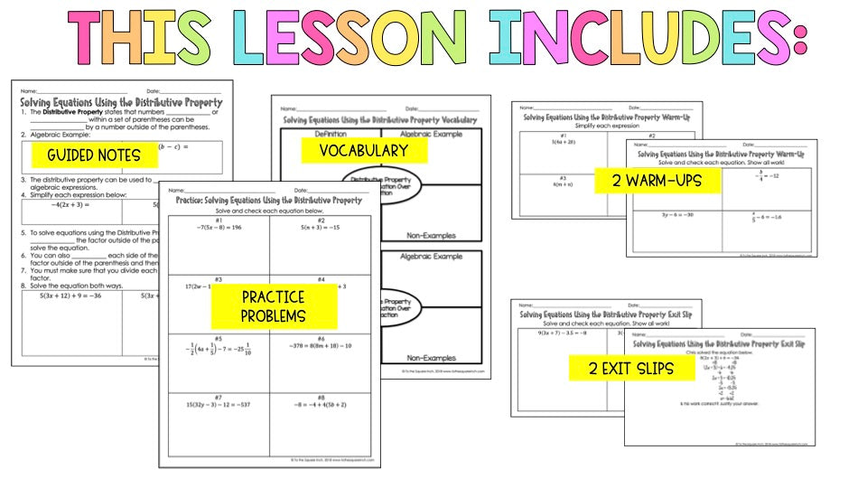 Solving Equations Using the Distributive Property Notes