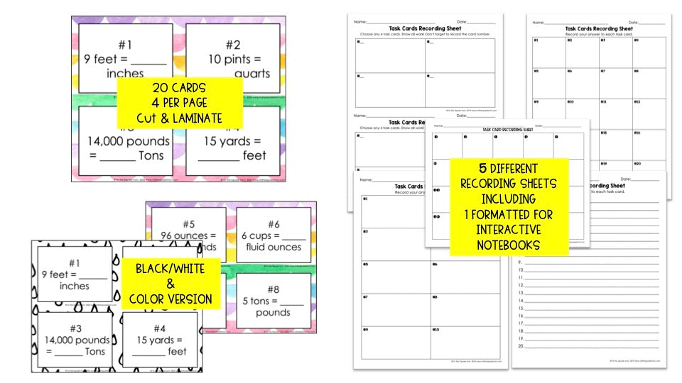 Converting Customary Units of Measure Task Cards