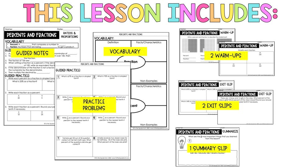 Percents and Fractions Notes