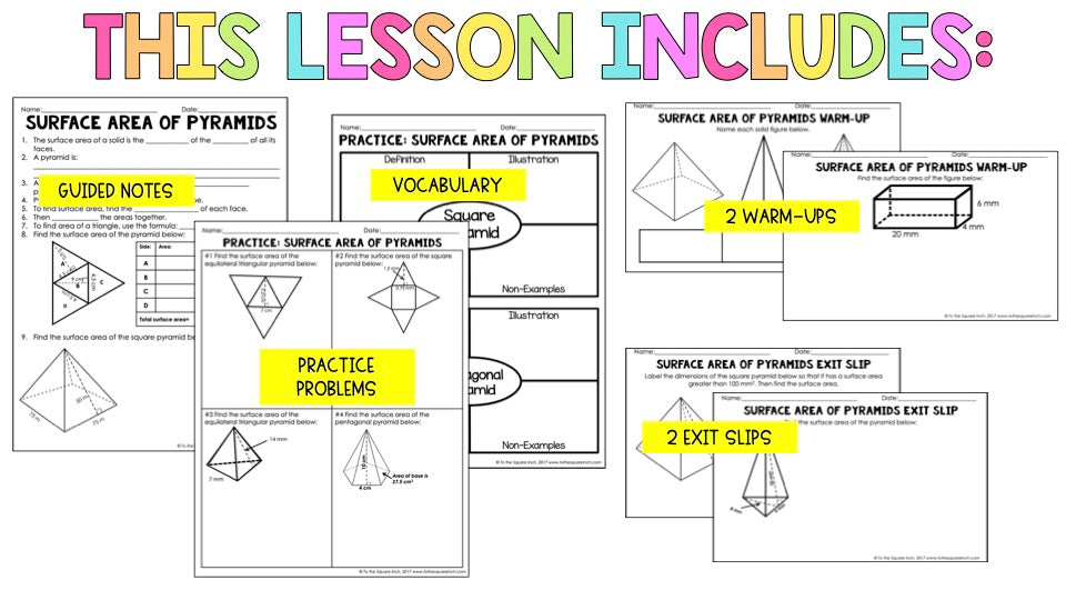 Surface Area of Pyramids Notes