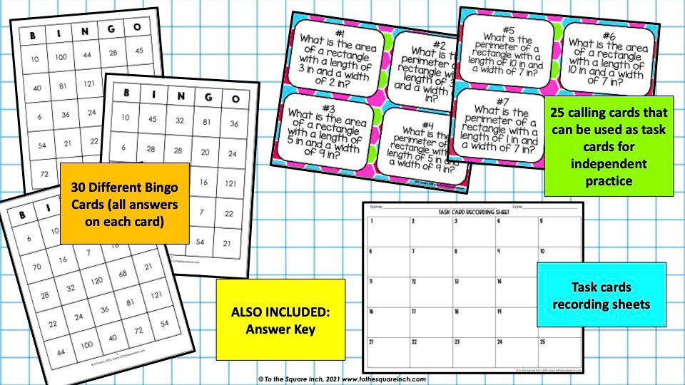 Area and Perimeter Bingo