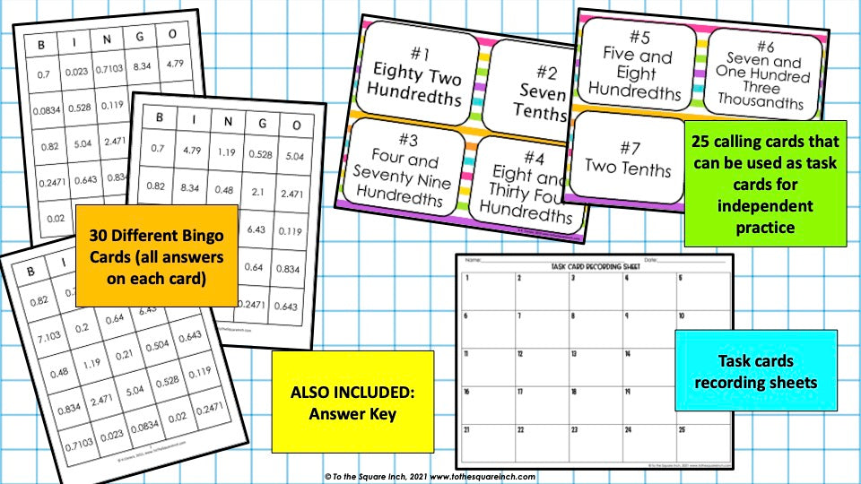 Naming Decimals Bingo