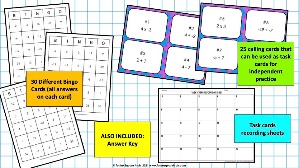 Operations with Integers Bingo