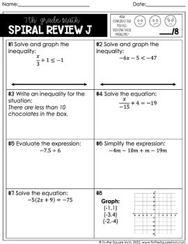 7th Grade Math Spiral Review