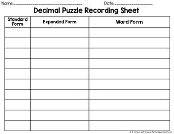 Decimal Matching Puzzles