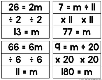Solving One-Step Equations using Multiplication and Division Matching Puzzles