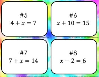 One Step Equations Bingo
