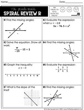 7th Grade Math Spiral Review