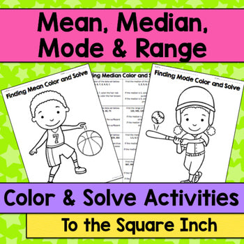 Range, Mean, Median and Mode Color and Solve