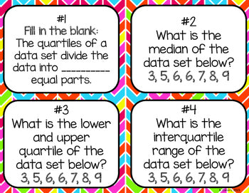 Quartiles and Interquartile Range Task Cards