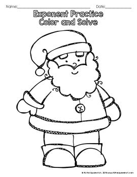 Christmas Exponents Color and Solve