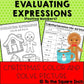 Evaluating Expressions Christmas Color and Solve