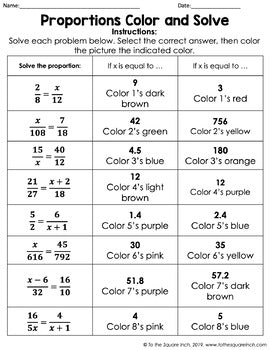 Proportions Christmas Color and Solve