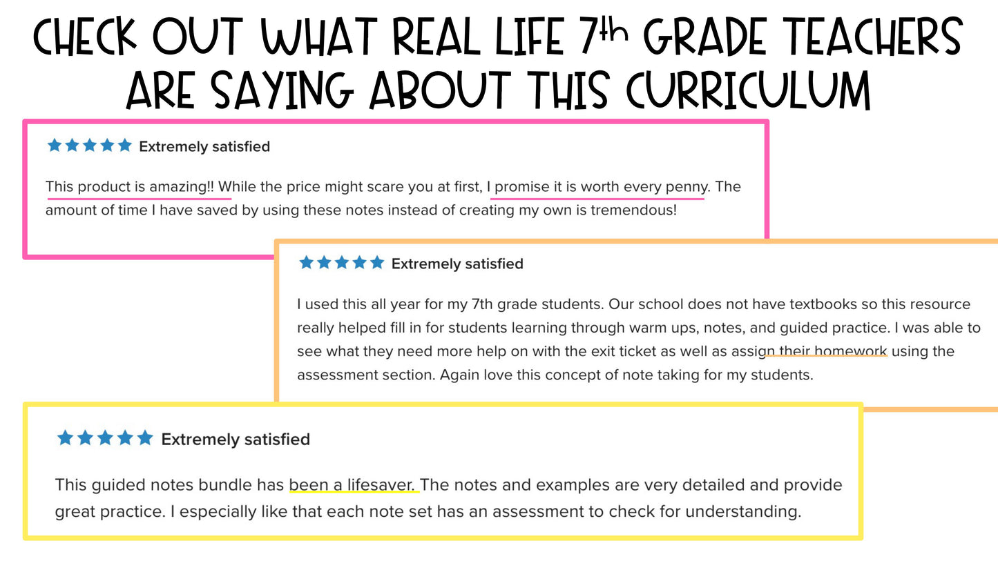 7th Grade Math Guided Notes Curriculum