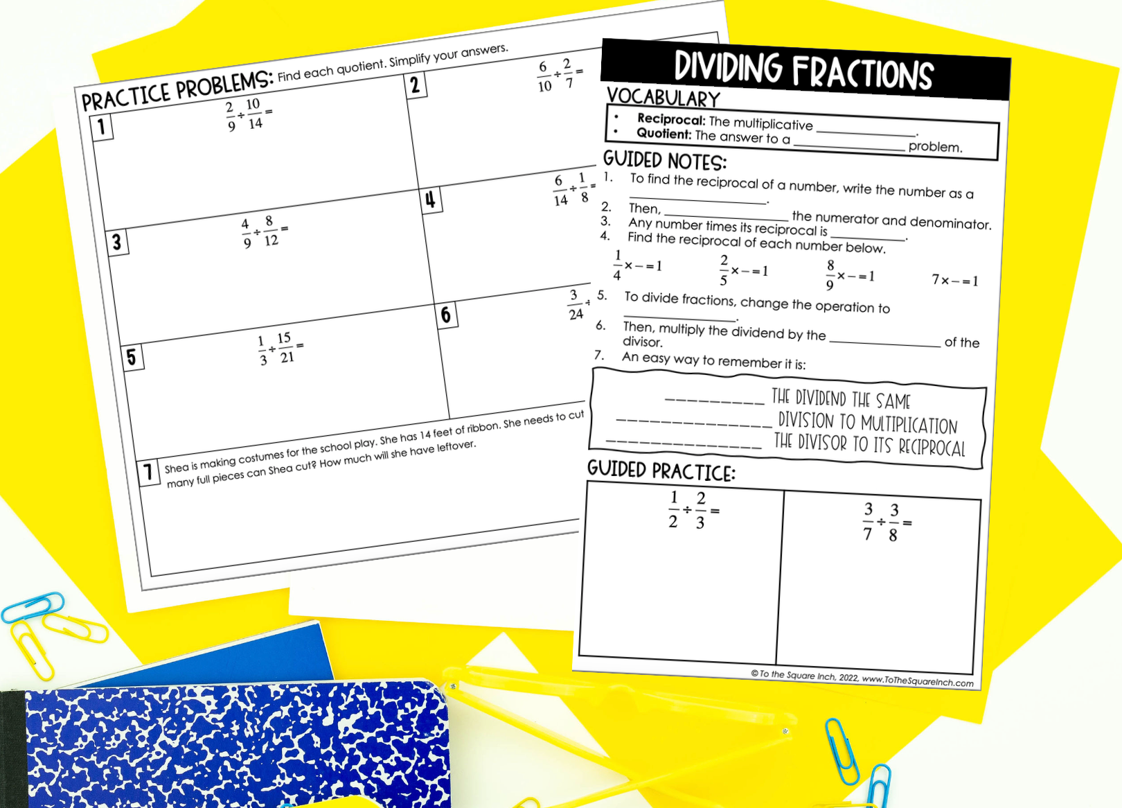 Reteach Into Math Middle School Math Reteaching Worksheets for 5th, 6th, 7th and 8th ...