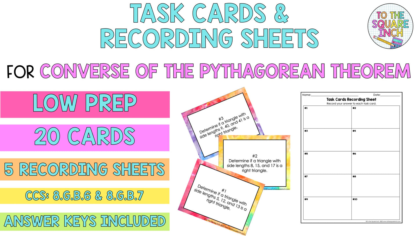 Converse of the Pythagorean Theorem Task Cards