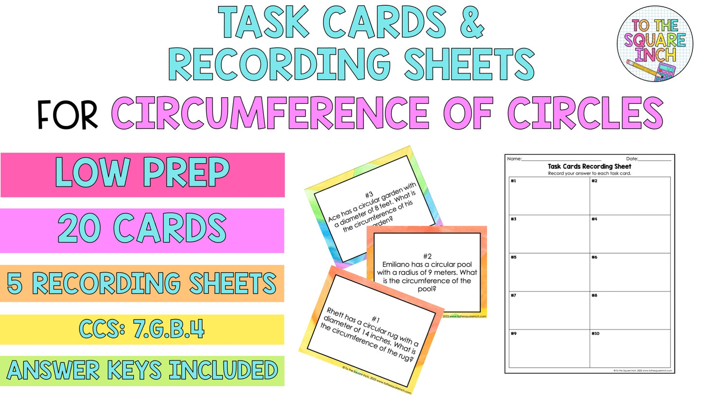 Circumference of Circles Task Cards