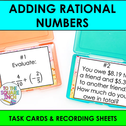 Adding Rational Numbers Task Cards