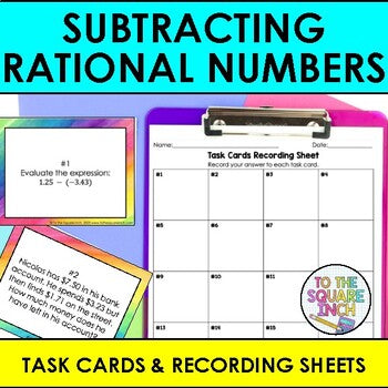 Subtracting Rational Numbers Task Cards