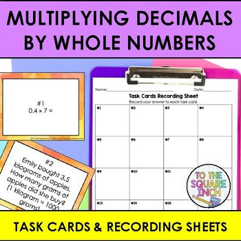 Multiplying Decimals by Whole Numbers Task Cards