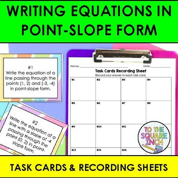 Writing Equations in Point-Slope Form Task Cards