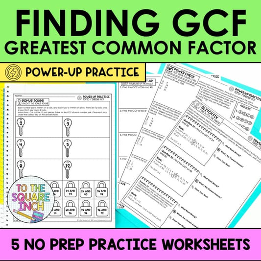 GCF Greatest Common Factor Practice Worksheets