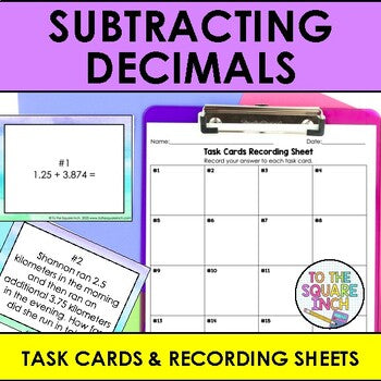 Subtracting Decimals Task Cards