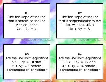 Slope of Parallel and Perpendicular Lines Task Cards