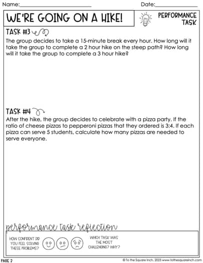 6th Grade Math Ratios Performance Tasks