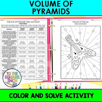 Volume of Pyramids Color & Solve Activity