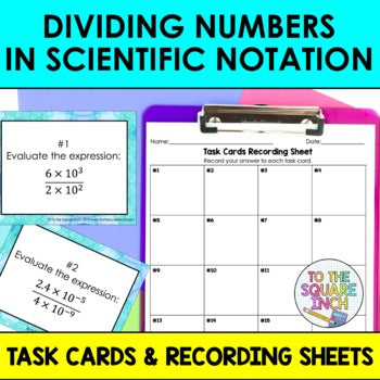 Dividing Scientific Notation Task Cards