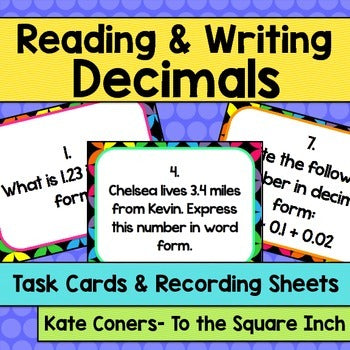 Reading and Writing Decimals Task Cards
