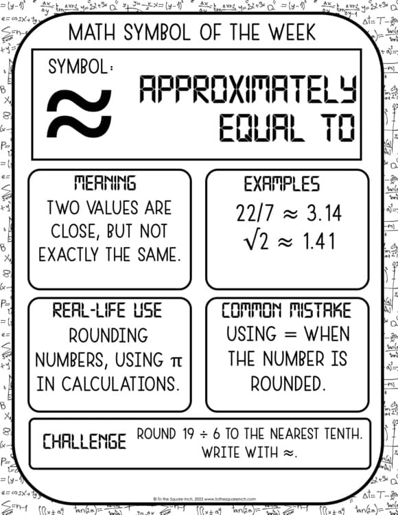 Math Symbol of the Week Posters and Journal | Middle School Math Vocabulary