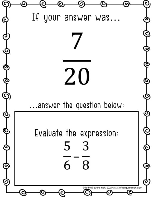 Adding and Subtracting Fractions Scavenger Hunt | Math Practice Activity
