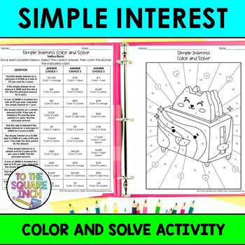 Simple Interest Color & Solve Activity