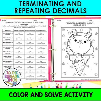 Terminating and Repeating Decimals Color & Solve Activity