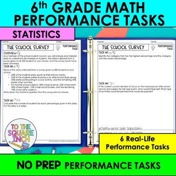 6th Grade Math Statistics Performance Tasks