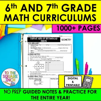 Guided Notes Worksheet Math 6th and 7th Grade Math Guided Notes – To The Square Inch