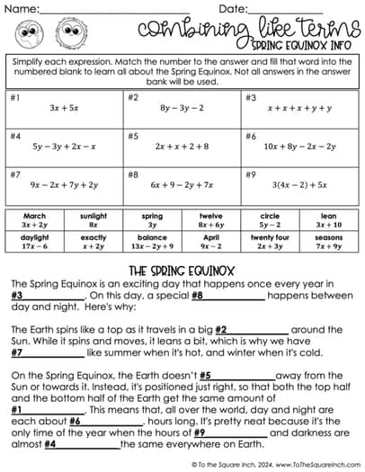 March Holiday Math Worksheets - 6th Grade - St. Patricks Day, Pi Day, Easter