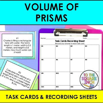 Volume of Prisms Task Cards