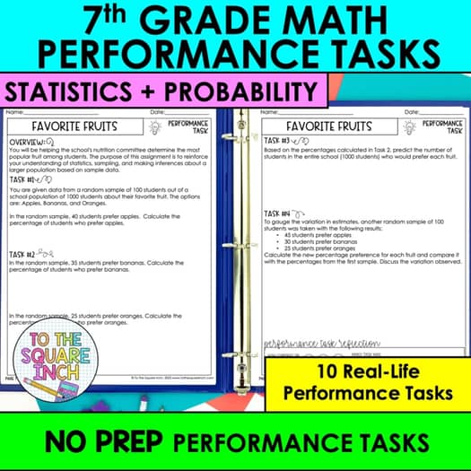 7th Grade Math Statistics and Probability Performance Tasks