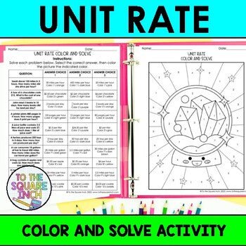 Unit Rate Color & Solve Activity