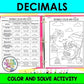 Decimals Color & Solve Activity