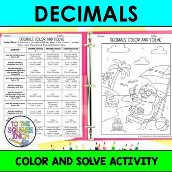 Decimals Color & Solve Activity