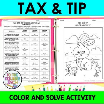 Tax and Tip Color & Solve Activity
