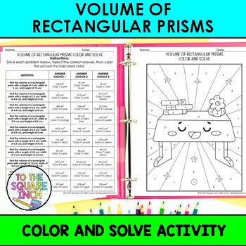 Volume of Rectangular Prisms Color & Solve Activity