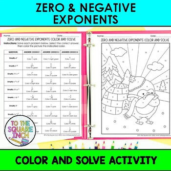 Zero and Negative Exponents Color & Solve Activity