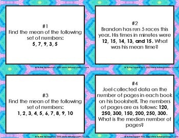 Measures of Central Tendency Task Cards