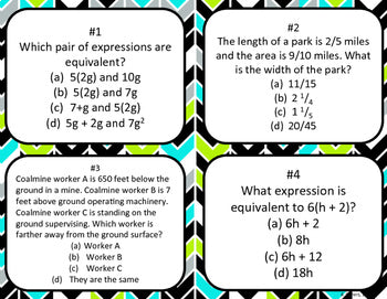 6th Grade Math Test Prep Task Cards