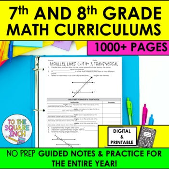 7th and 8th Grade Math Guided Notes – To The Square Inch